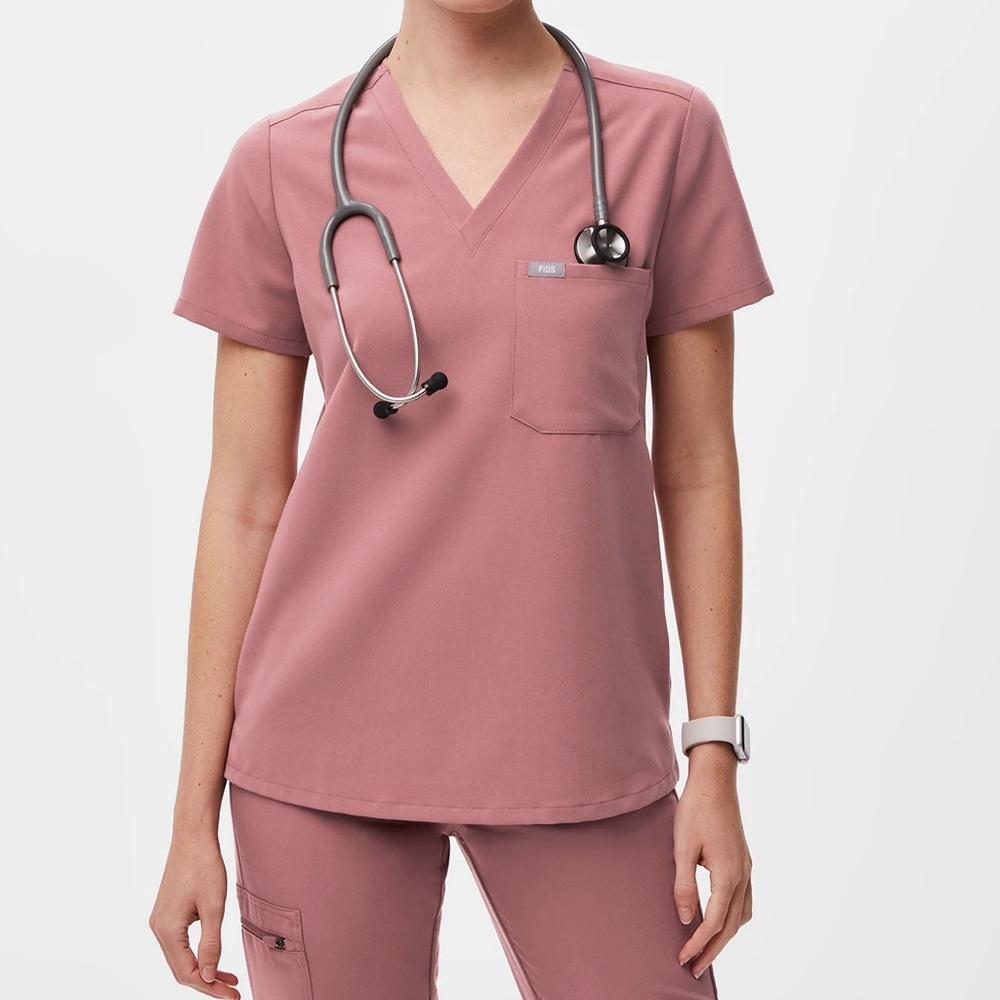 FIGS Catarina One-Pocket Scrub Top in Mauve